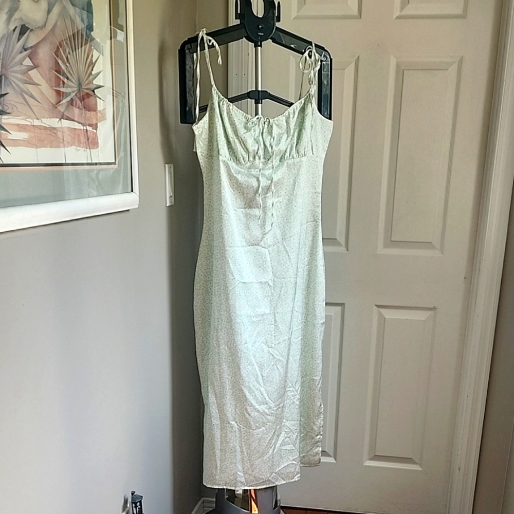 Ditsy Green Floral Spaghetti Strap slip dress